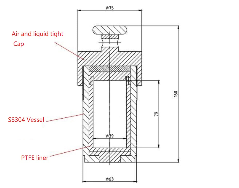 High Pressure Reactor with PTFE lining Up to 220C & Max 3-10 Mpa for Rotary Oven with 50 or 100 ml option - RC-SS-XX - Thasar Store