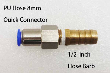 8 mm Quick Connector PU Hose Pipe to 1/2 inch Hose Barb Connector for delivering water - Thasar Store