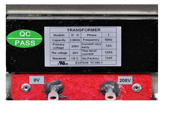 UL/CSA listed 2.5 KW Stepdown Transformer from 208 VAC to 20VAC - TF22020W2500 - Thasar Store