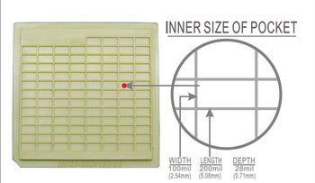 20 pcs 2" Die / IC Tray (100 Pockets of 200 x 100 x 28 mil or 5.08 x 2.54 x 0.71mm) - NH20-200-100-28 - Thasar Store