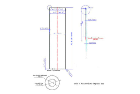 21700 Pre-Clamped Empty Cylinder Cell Case with Anti-Explosive Cap 100 Pcs/package - EQ-Lib-21700C - Thasar Store