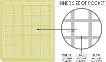 20 pcs 2" Die / IC Tray (25 Pockets of 300x300x30 mil, or 7.6x7.6x0.76 mm) - NH20-300-300-30 - Thasar Store