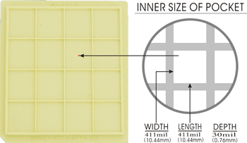 20 pcs 2" Die / IC Tray (16 Pockets of 411x411x30 mil or 10.44 x10.44 x 0.76 mm) - NH20-411-411-30 - Thasar Store