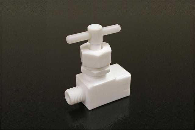 Polyfluortetraethylene (PTFE) Needle Valve with 1/4" BSP Male & Female Fittings - EQ-NV-14BSP-MF-PTFE - Thasar Store