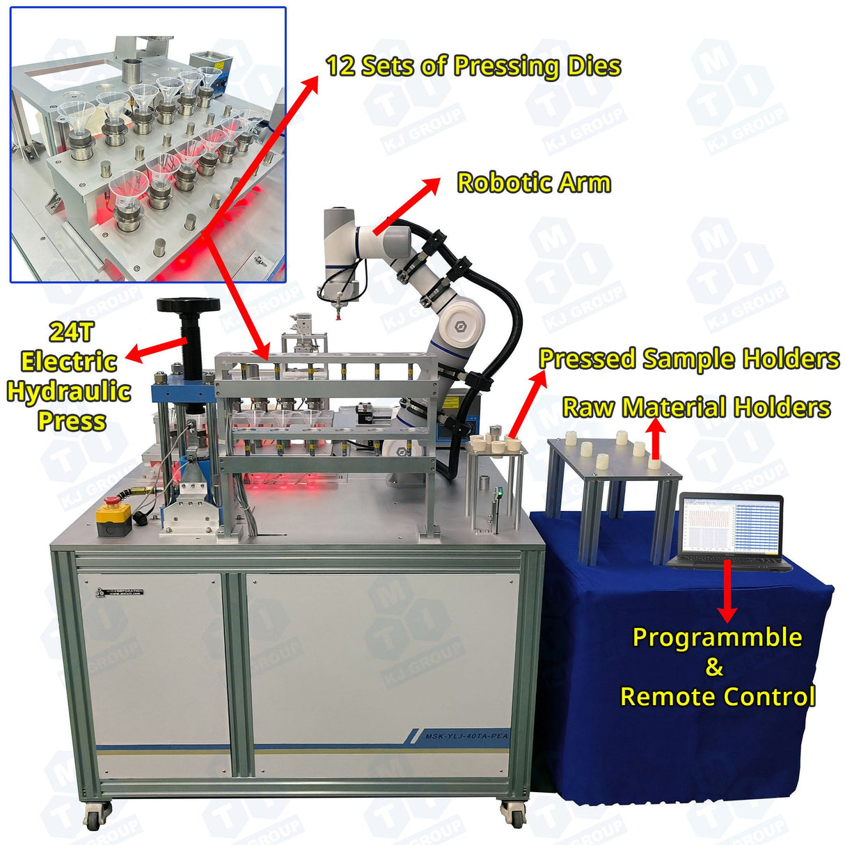 Automatically Pellet Pressing System (12 set Dies up to 24T) - AM-24T-12 - Thasar Store