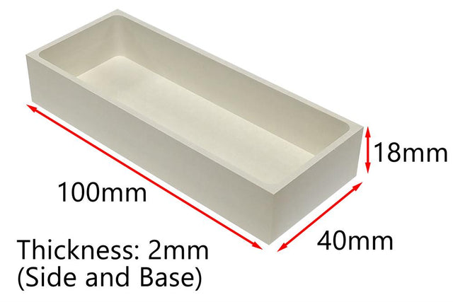 Boron Nitride Rectangular Crucible Boat 100 L x 40 D x 18 H mm, Upto 2000C - CB-L100W40H18 - Thasar Store