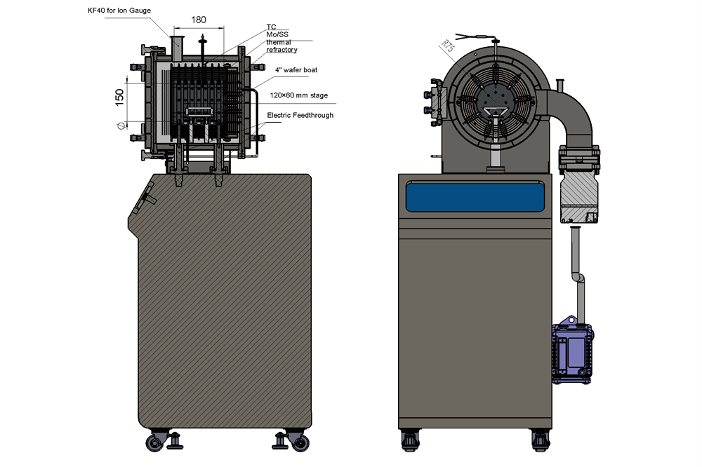 1400°C Cold-wall High Vacuum Chamber Furnace (Ø100×120 mm) HVF-1200X-CW - Thasar Store