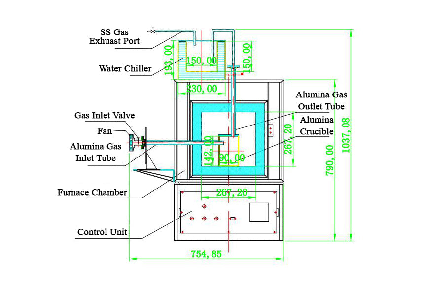 1700C Bench-Top High Temperature Furnace (8 x 8 x 8") with Evaporating Particle Collection - KSL-1700X-SJ - Thasar Store