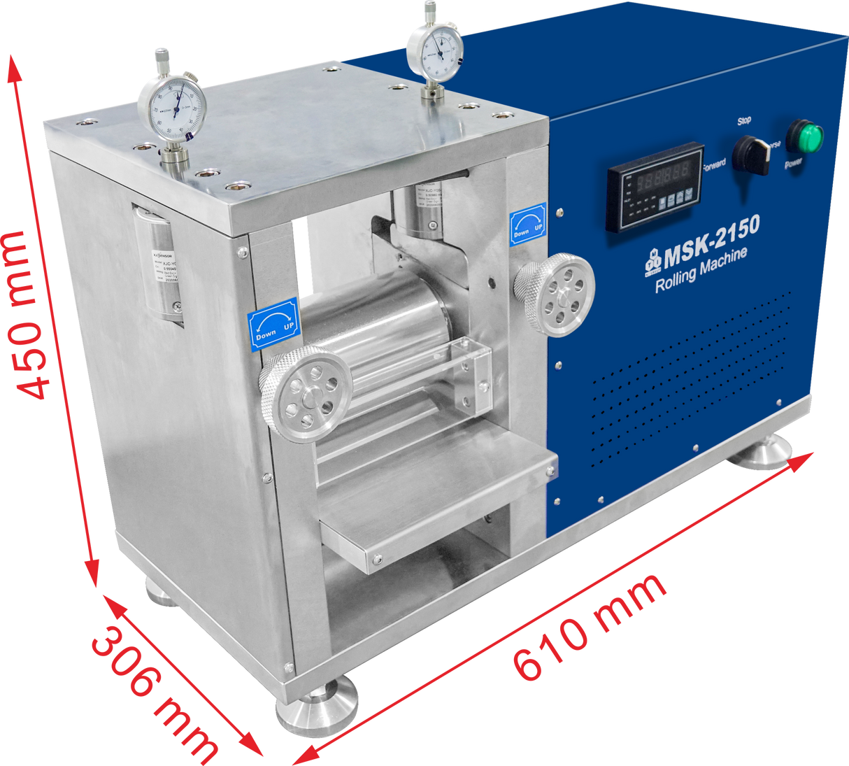 4T Max. and 6" Width Gap-Control Cold Rolling Press with Digital Pressure Display & R2R Option (Ar Glovebox Compatible) - MSK-2150-PD - Thasar Store