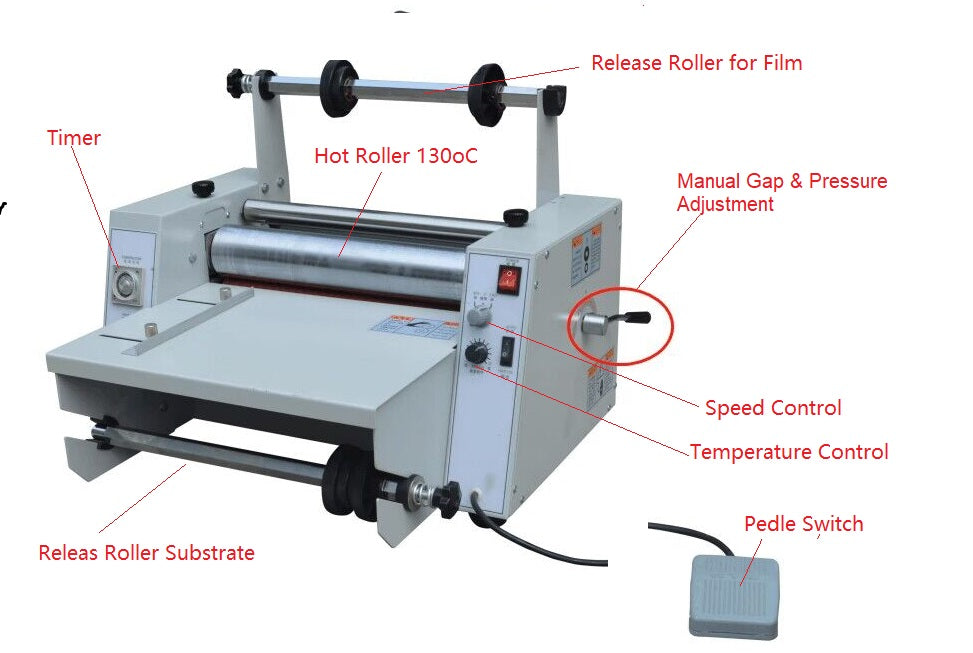 Economic Hot Laminating Press with Two Steel Roller up to 130oC/ 365 mm Width - EHX-365 - Thasar Store