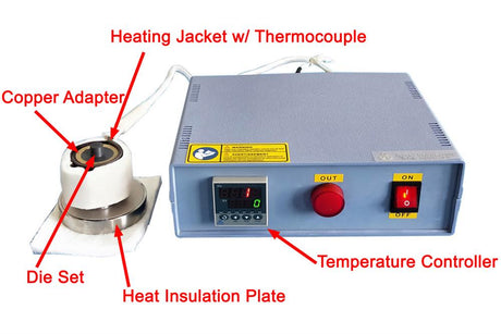 Max. 550C Heating Jacket and Temperature Controller with 12mm ID Si3N4 Pressing Die - EQ-HC-SiN-12 - Thasar Store