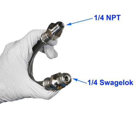 316 L SS 1/4" Swagelok Flexible Hose with 1/4" NPT Male Connector - EQ-SWA-Hose-1-LD - Thasar Store