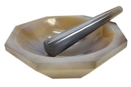 7" Hi-Quality Natural Agate Mortar and Pestle - OP-MTA-7 - Thasar Store