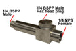 SS Extended Branches Fitting Connector with 1/4 BSPP Hex head plug- EQ-TPE-FC - Thasar Store