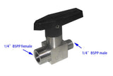 On-off valve with 1/4" BSPP male/female connector - VV14BSPP-MF - Thasar Store