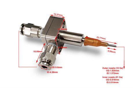 Co-Axis Dual Layer Nozzle for DIY Electrospinning - ES3DLN - Thasar Store