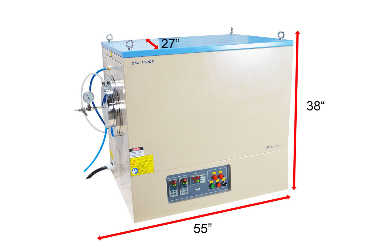 1200C Max Three-Zone Split Tube Furnace: 36"L Heating zones x 8"ID Tube - 1200C Max - OTF-1200X-III-8 - Thasar Store