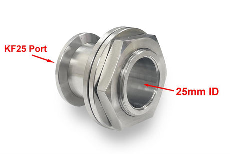 High Vacuum KF-25 Stainless Steel Feedthrough Adapter w/ 1" Hole Through - KF25FTA - Thasar Store