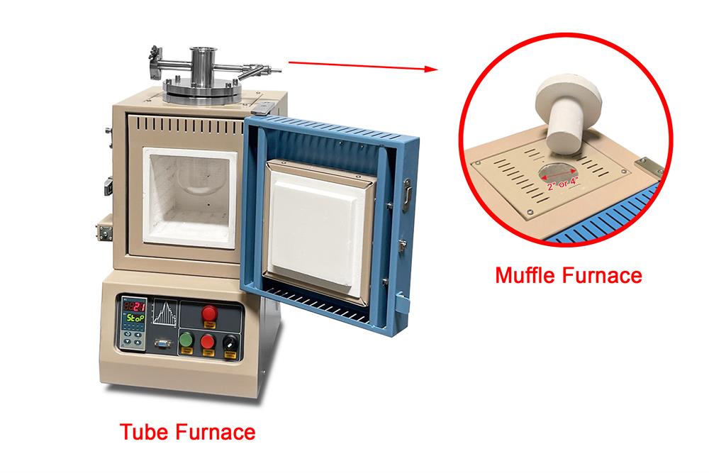 1500°C Hybrid Furnace: Box (6 x6"x 6") and Mullite Tube (2" top)) with Flange -KSL-1500X-M-H - Thasar Store