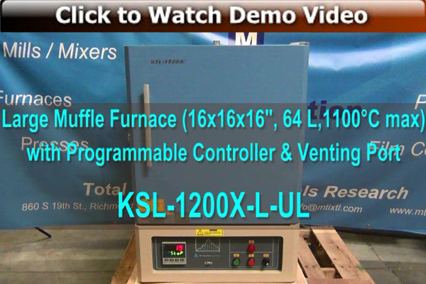 1100C Large Muffle Furnace (16 x 16 x 16", 64 L) with Digital Controller & Venting Port - KSL-1200X-L - Thasar Store