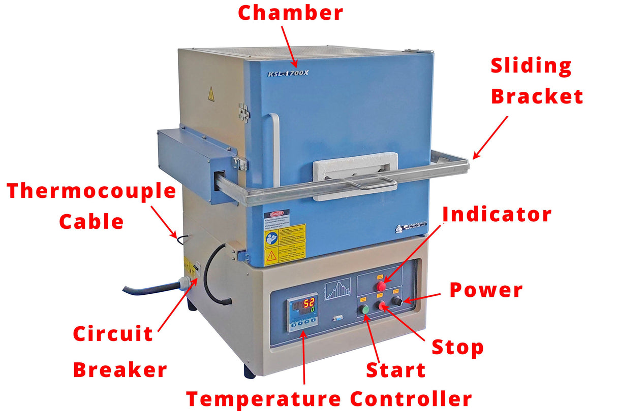 1700C Box Furnace with Sliding Fixture for Fast Heating & Cooling - KSL-1700X-RTP - Thasar Store