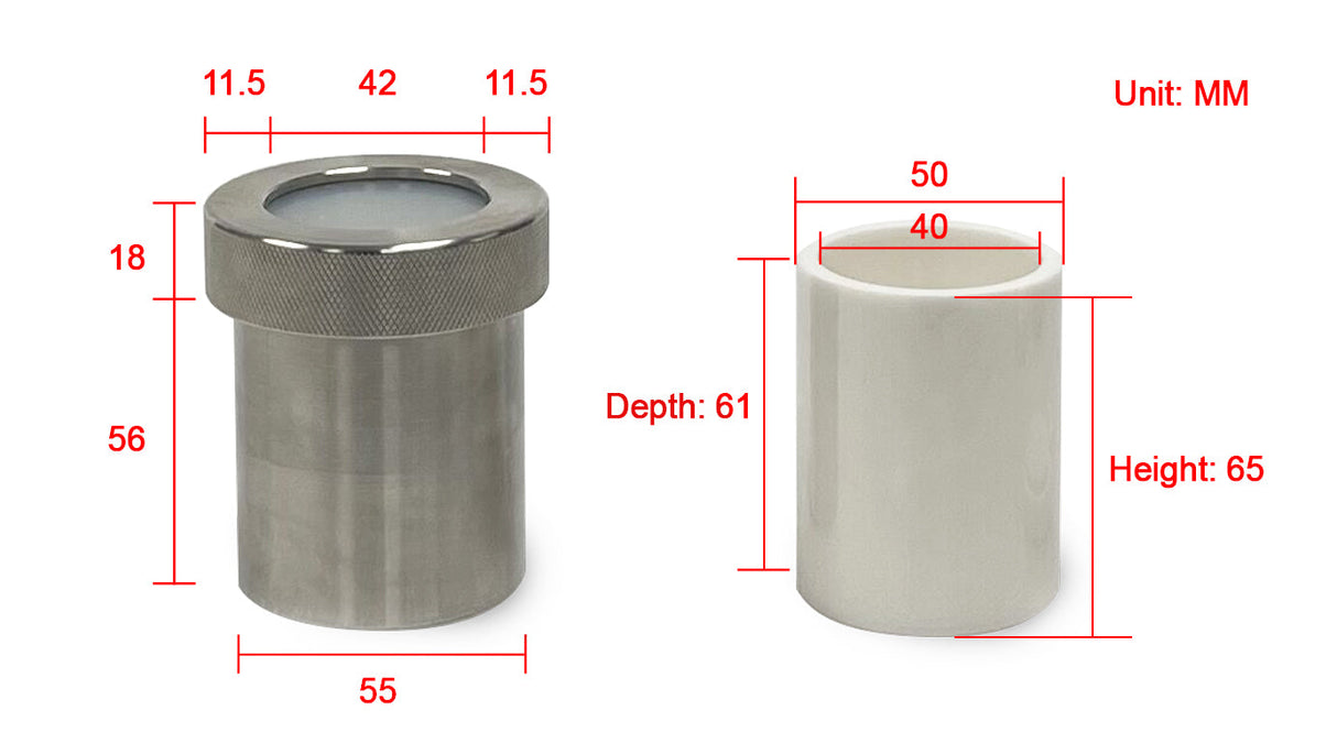 Si3N4 Jar w/ SS Jacket for SFM-3 & SFM-3-II Milling Machines (80ml) - MJ3SN-80 - Thasar Store