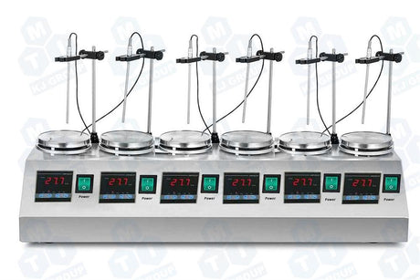 6 stations Digital Heating Plate (100oC) with Magnetic Stirrer(0-2400 RPM) - MS24K6HP-TG - Thasar Store