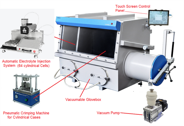 Automatic Electrolyte Injection and Manual Sealing under Vacuum Glove box for Cylindrical Cells - MSK-211-VGB - Thasar Store