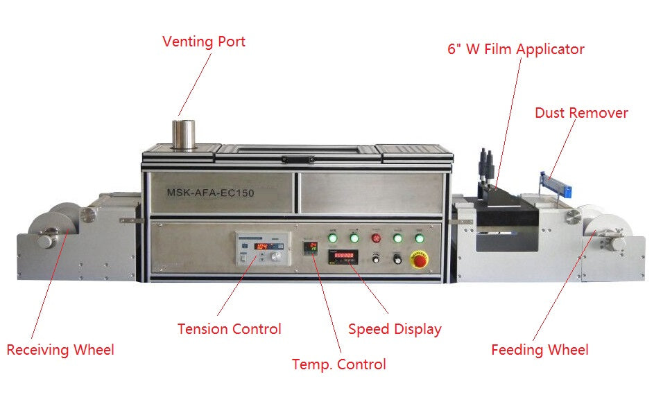 Lab Scale Roll-to-Roll Flat Tape Casting System (Max. 6" Width) w/ Drying Heater - MSK-AFA-EC150 - Thasar Store