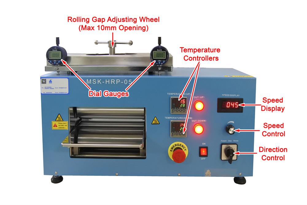 250°C 200mm Width Hot Rolling Press with 10 mm Adjustable Gap - MSK-HRP-05 - Thasar Store