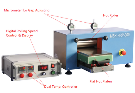 200°C Max Electric Roll to Plate Hot Press (220 mm Width, Ar Gas Compatible) - MSK-HRP-300 - Thasar Store