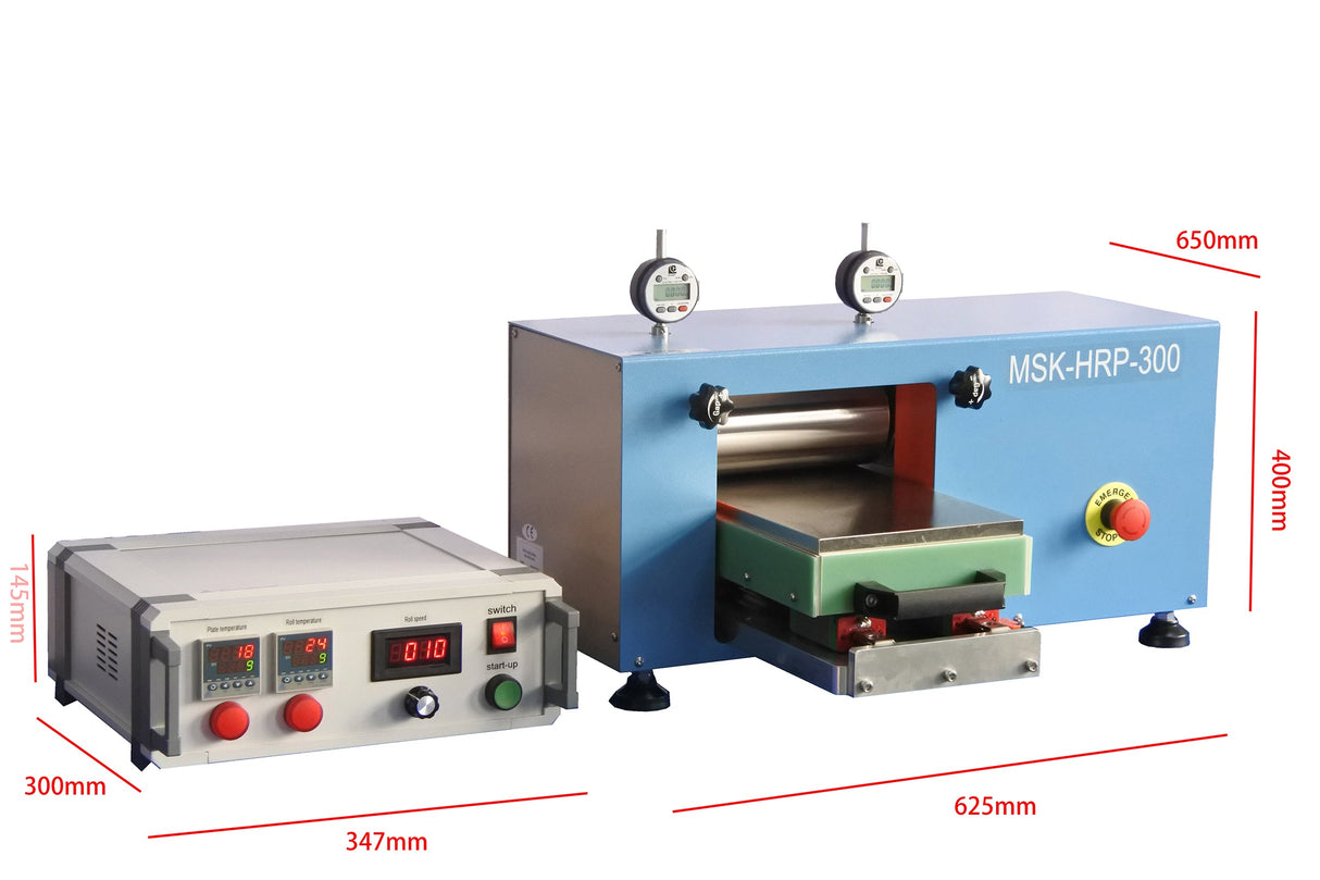 200°C Max Electric Roll to Plate Hot Press (220 mm Width, Ar Gas Compatible) - MSK-HRP-300 - Thasar Store