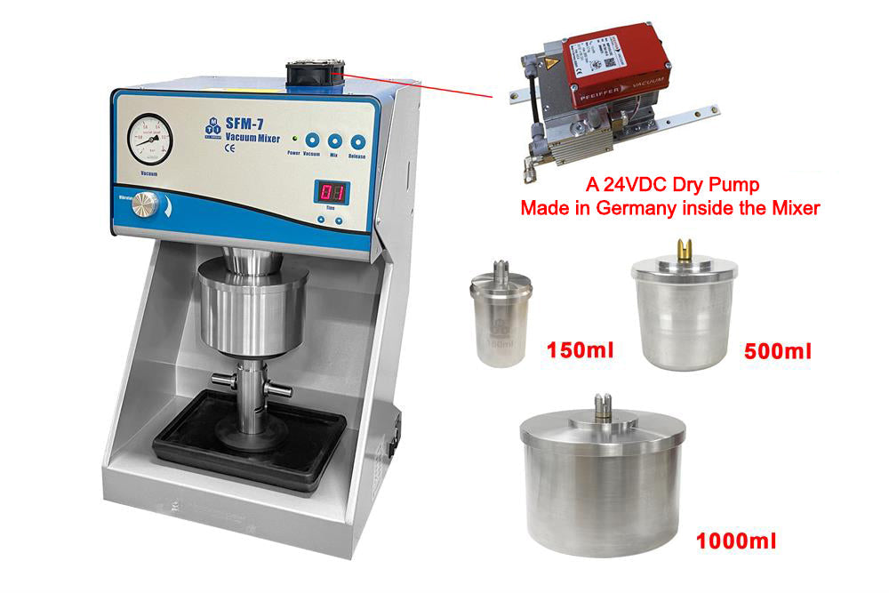 Vacuum Mixer w/ Vac. Pump & 2 Containers (150 & 500mL) & Optional 1L Tank-MSK-SFM-7 - Thasar Store