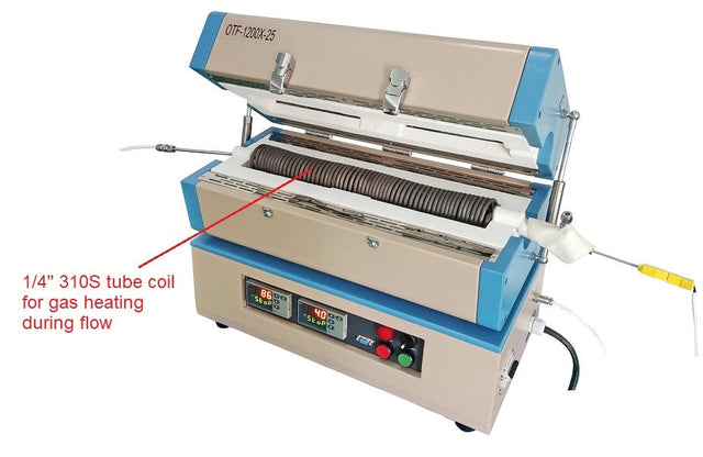 Gas Pre-Heating Tube Furnace up to 700oC @ 15L/m Flow Rate For Pyrolysis Reactors- OTF-1200X-25 - Thasar Store