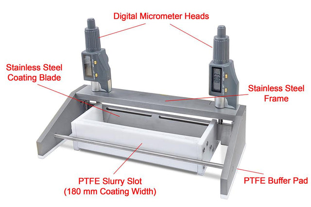 Digital Micrometer Adjustable Film Applicator - 250mm with PTFE Slurry Slot (180mm Coating Width) - SEKTQ250D-SR - Thasar Store