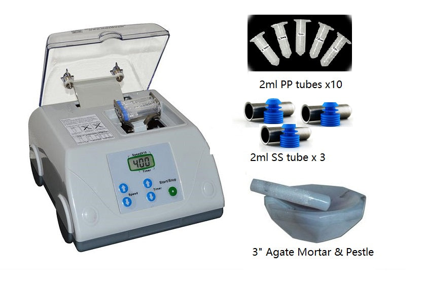 Micro-Vibration Mill with Grinding Tubes, YSZ Beads and 3" Agate Mortar - MSK-SFM-12M-A-LD - Thasar Store