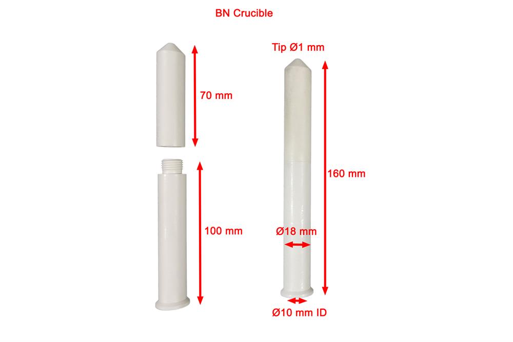 Crucible for Melt Spinning System 160 mm L x 17 mm OD x 14.3 mm ID - TQ22D160 - Thasar Store