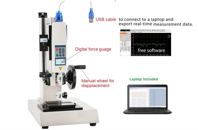 500N Max. Compact Digital Tensile Tester with Laptop and Software - TST-500N - Thasar Store