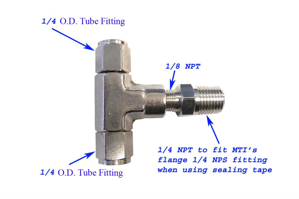 Tee Type with Two 1/4'' Tube Fittings - EQ-TVF-1/4 - Thasar Store