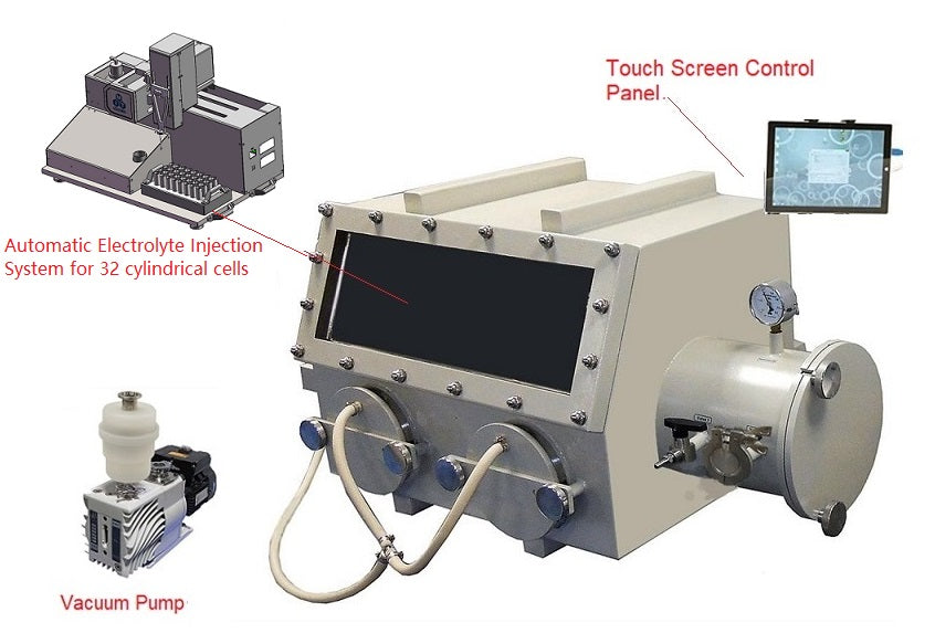 Automatic Electrolyte Injection under Vacuum Chamber for 32 Cylindrical Cells - MSK- 32-VGB - Thasar Store