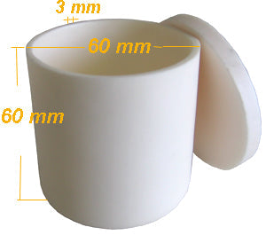 Alumina Crucible: High Purity 60 dia. x 60 H mm (140 ml) Cylindrical with Covering Lid - EQ-CA-D60H60 - Thasar Store