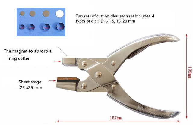 Hand-Held Disc Cutter with One Set of Ring Dies with ID 8,15, 18, 20 mm - MSK-T-12 - Thasar Store