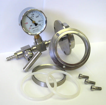 Vacuum Sealing Assembly for Single End 50mm dia. Tube with Vacuum Meter/Valve - EQ-HFL-50 - Thasar Store