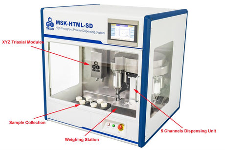 5-Channel Solid Powder Dispenser with Precision Scale for High Throughput Preparation - MSK-HTML-SD - Thasar Store