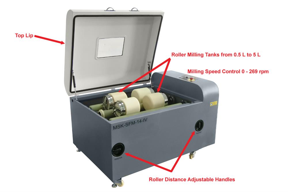 Large Lab Roller Mill with Variable Speed & Four Optional Tanks - MSK-SFM-14-IV - Thasar Store